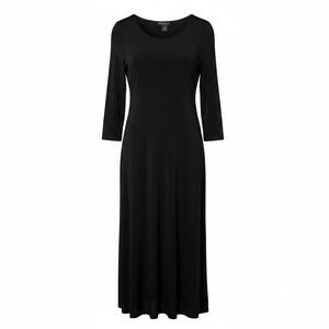 Made in Heaven Black 3/4 Sleeve Maxi Dress Plus Size 2X Scoop Neck Side Slit USA